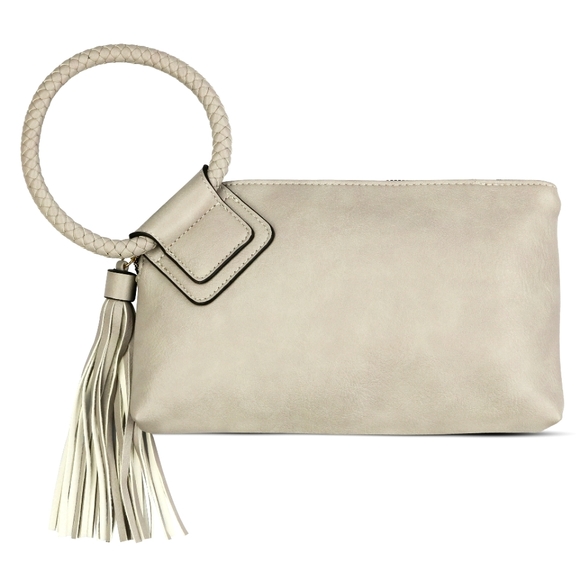 NEW Vegan Clutch Fashion Handbag- Grey - Picture 9 of 15